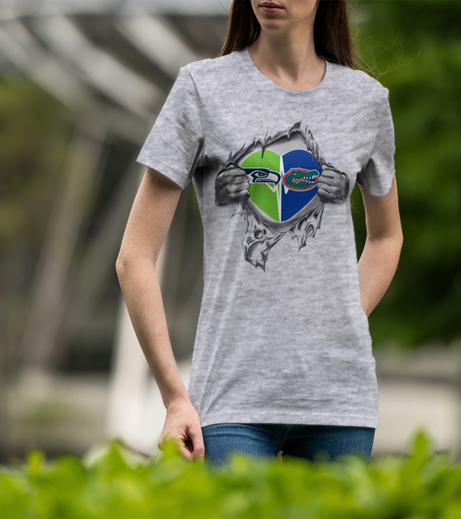 Seahawks Florida Gators Heart Combination T-Shirt