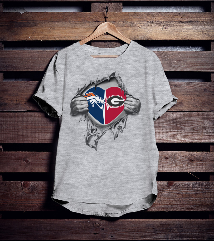 Broncos Georgia Bulldogs Heart T-Shirt