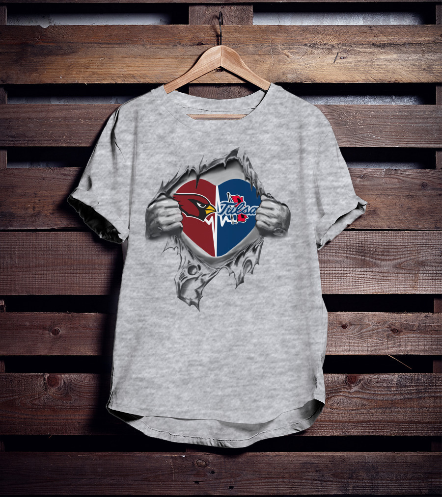 Cardinals Tulsa Golden Hurricane Heart T-Shirt