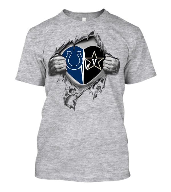 Colts Vanderbilt Commodores Heart Design Logo Fusion T-Shirt