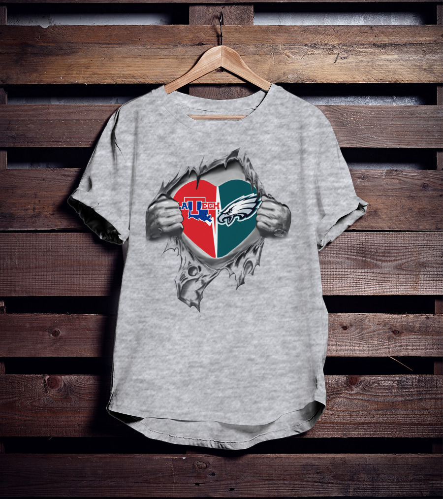 Louisiana Tech Bulldogs And Eagles Heart T-Shirt