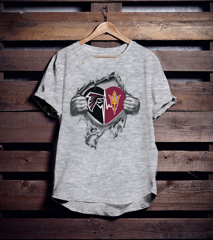 Falcons Arizona State Sun Devils Heart Logo Tear T-Shirt
