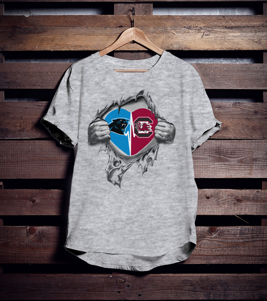 Panthers Gamecocks Heart Hands T-Shirt