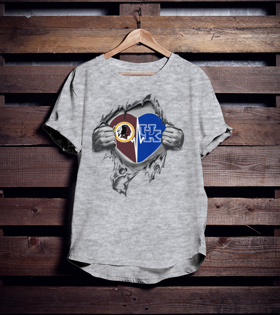 Redskins And Kentucky Wildcats Heart T-Shirt