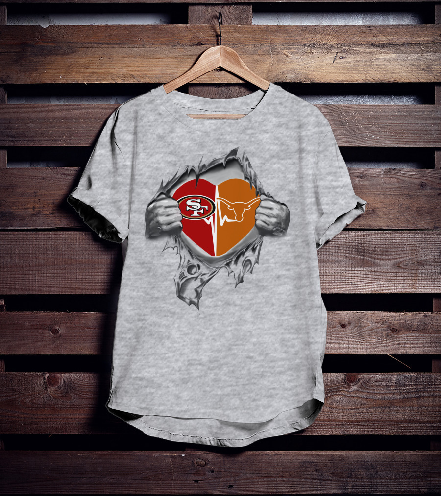49ers Longhorns Heart Hands T-Shirt
