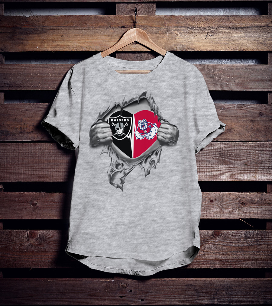 Raiders Fresno State Bulldogs Heart Tearing T-Shirt