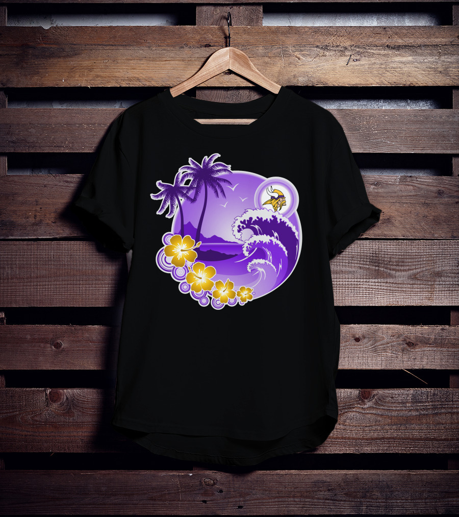 Minnesota Vikings Tropical Wave Happy Holidays T-Shirt