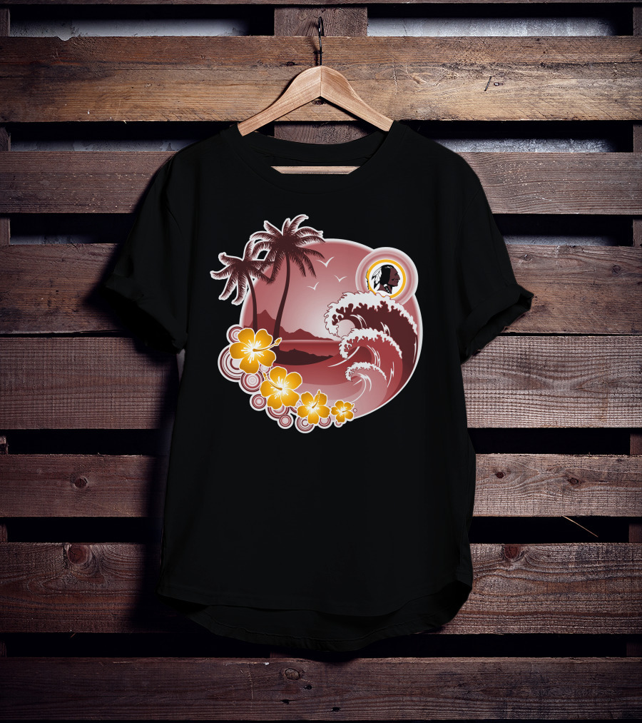 Washington Redskins Tropical Holiday Waves And Palm Trees T-Shirt