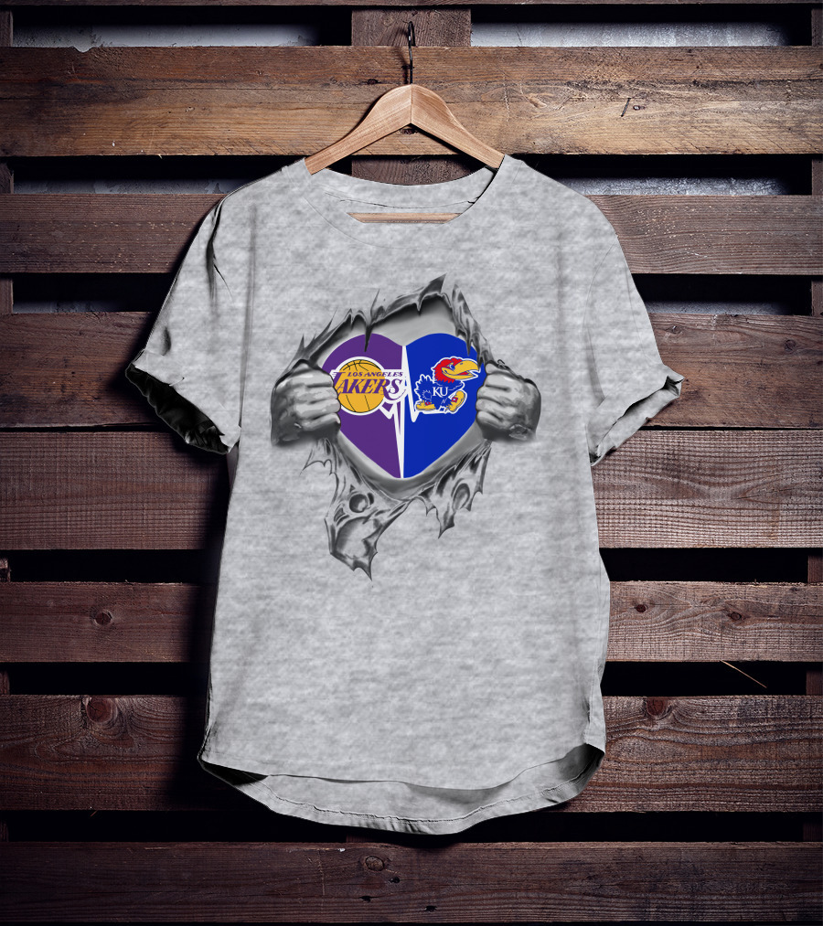 Los Angeles Lakers Kansas Jayhawks Heart T-Shirt