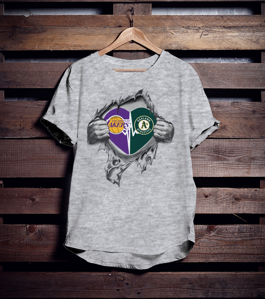 Los Angeles Lakers Oakland Athletics Heart Edition T-Shirt