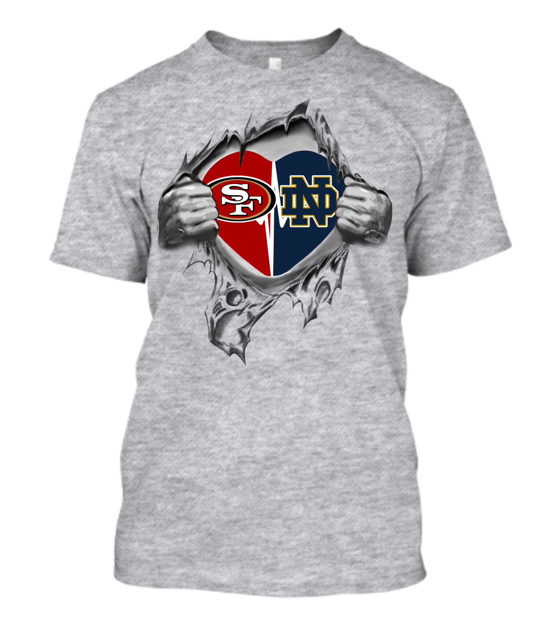 49ers Notre Dame Fighting Irish Heart Logos In My Heart T-Shirt