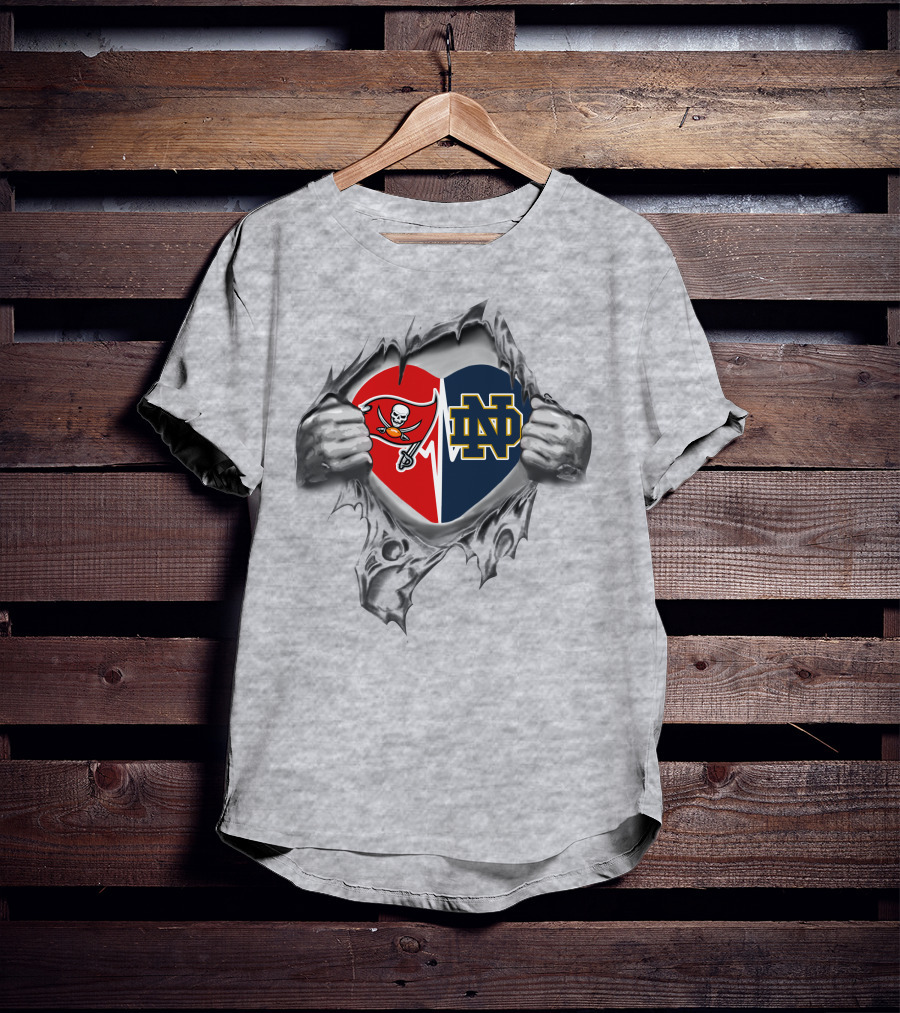 Buccaneers Notre Dame Fighting Irish Heart Shield T-Shirt