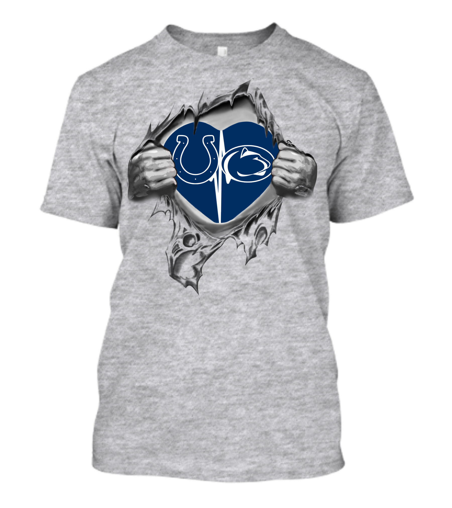 Colts Penn State Nittany Lions Heart Icon With Logos T-Shirt