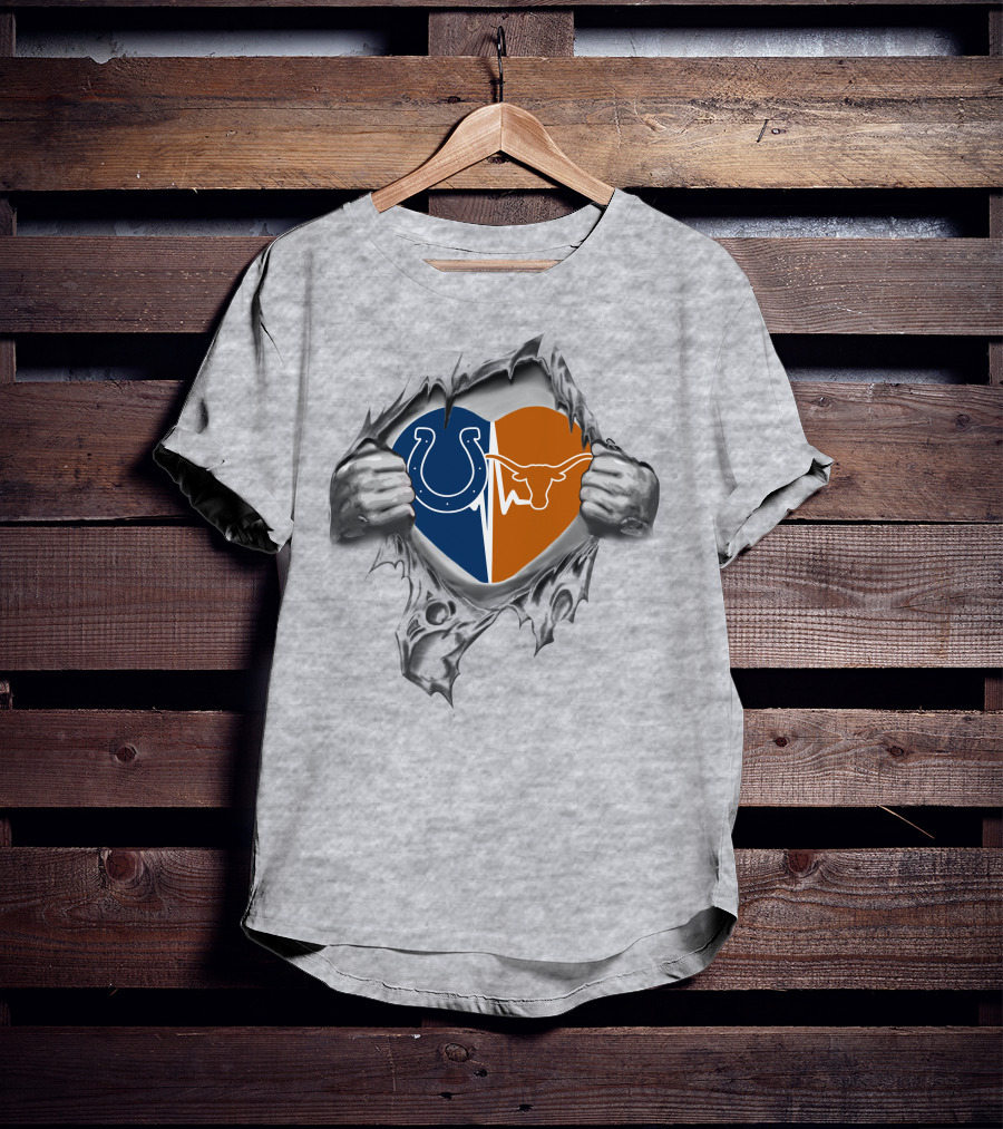 Colts Longhorns Heart Split T-Shirt