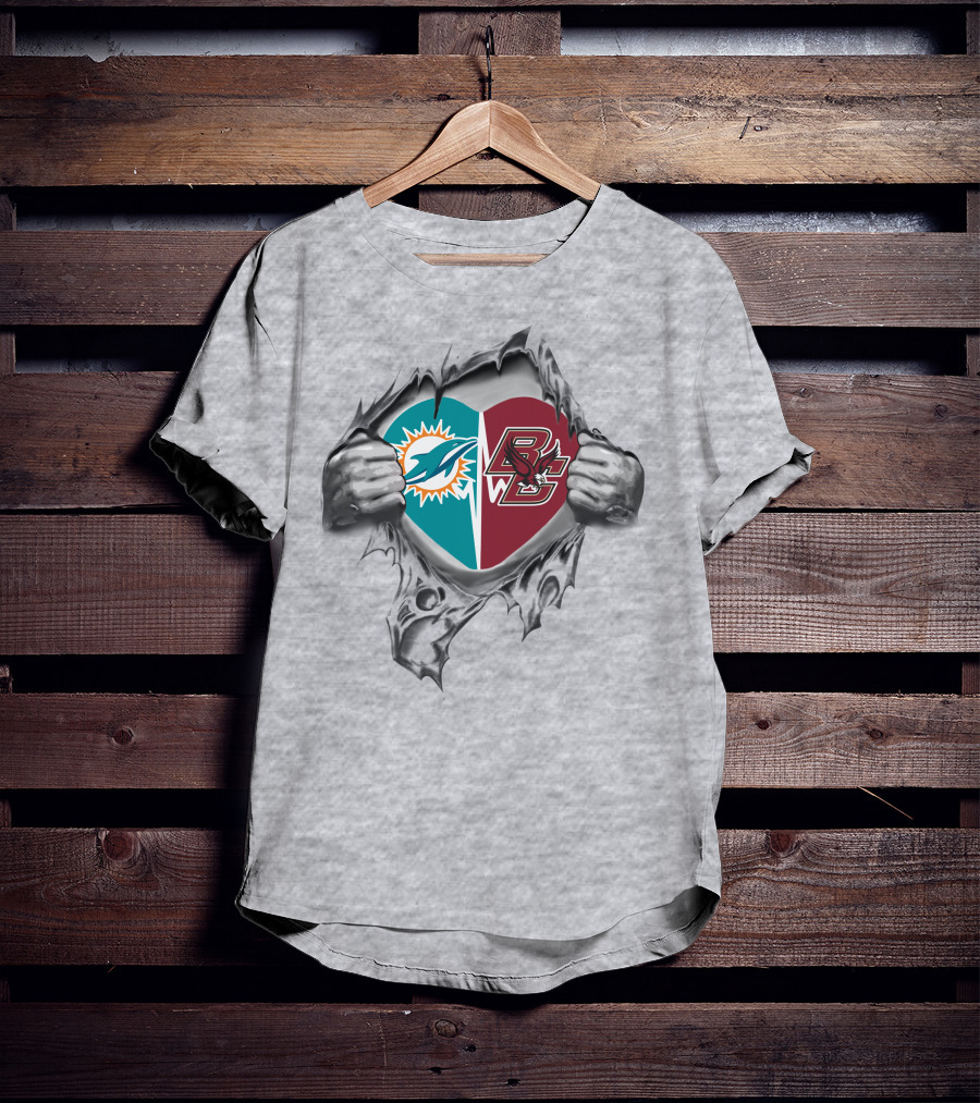 Miami Dolphins Boston College Eagles Heart T-Shirt