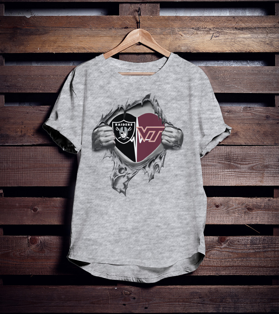 Raiders Virginia Tech Hokies Heart Logo Fan Pride T-Shirt