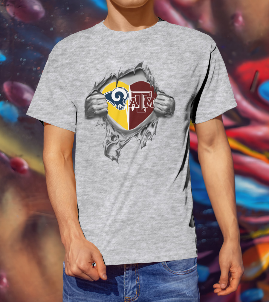 Rams Texas A&M Aggies Heart T-Shirt
