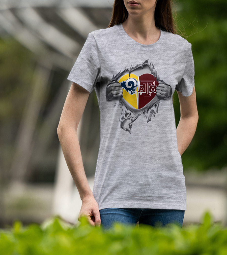 Rams Texas A&M Aggies Heart T-Shirt