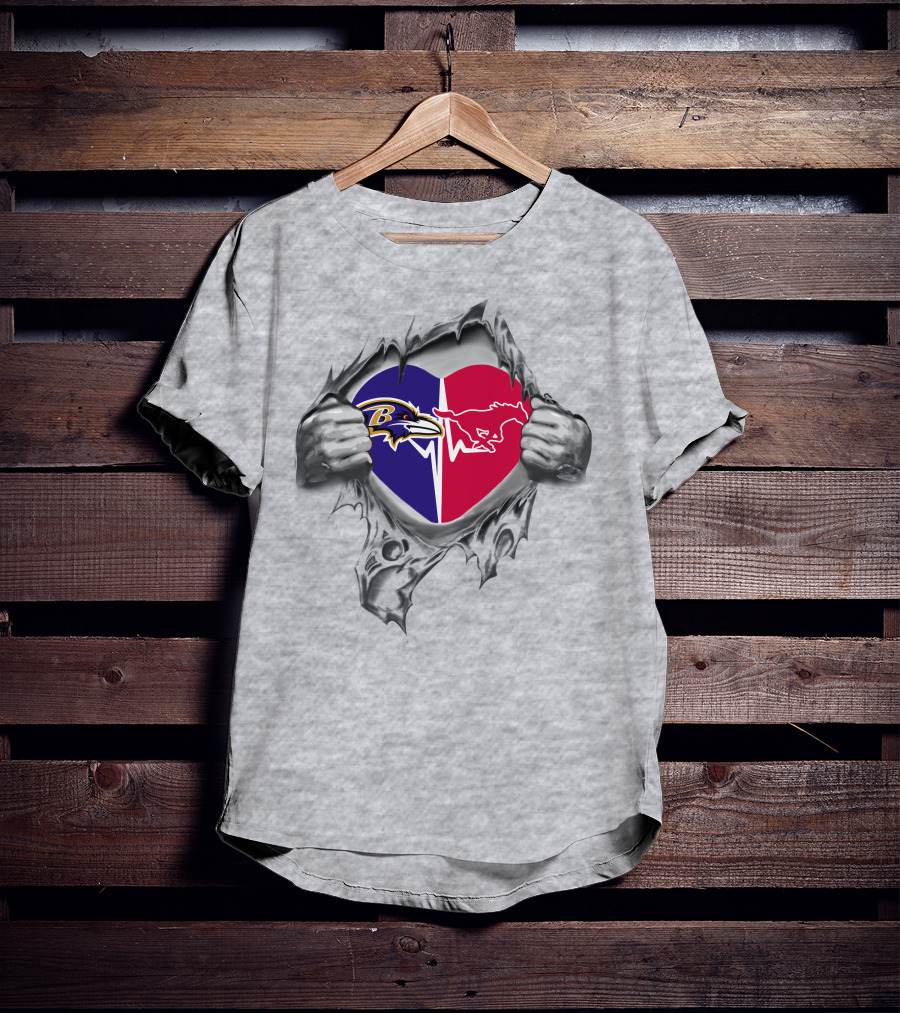 Ravens Smu Mustangs Heart Logo Fans Iconic Symbol T-Shirt