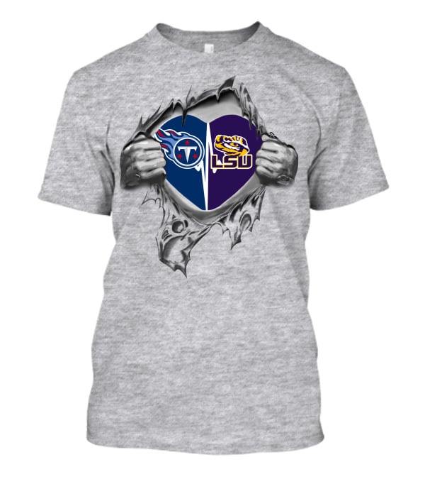 Titans And Lsu Tigers Heart T-Shirt