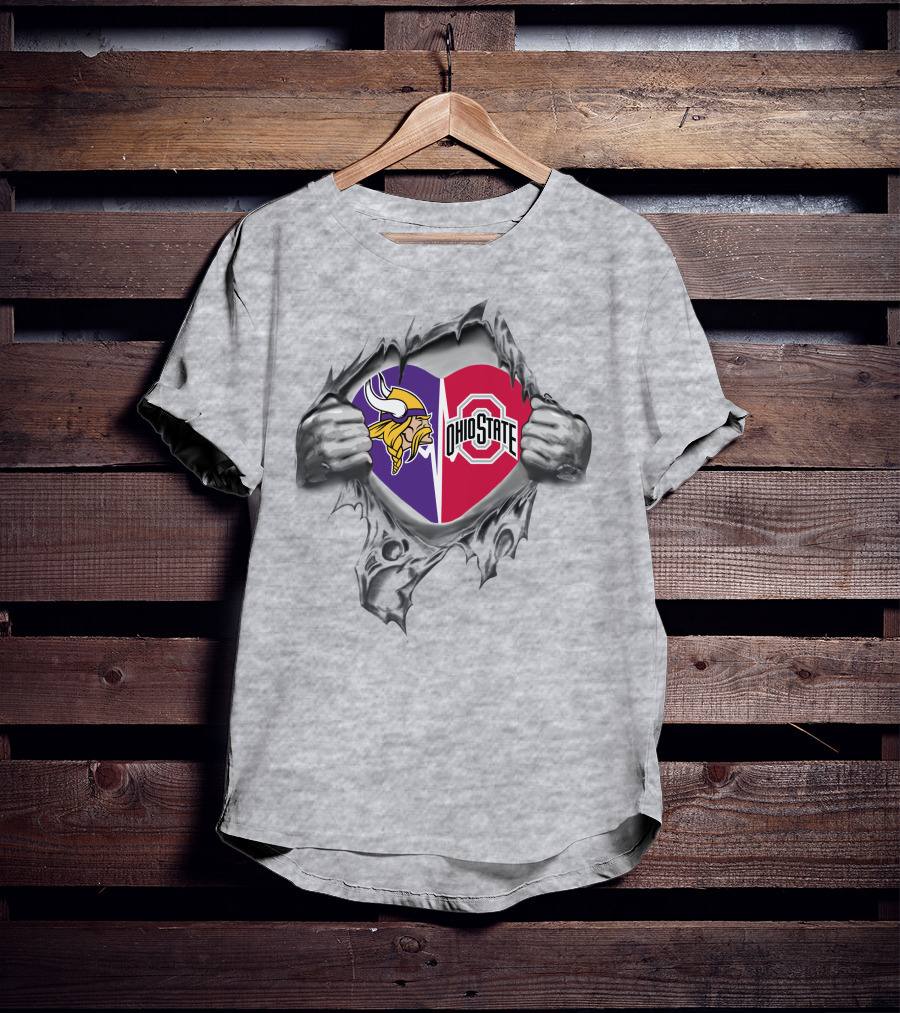 Vikings Ohio State Buckeyes Heartburst Loyalties T-Shirt
