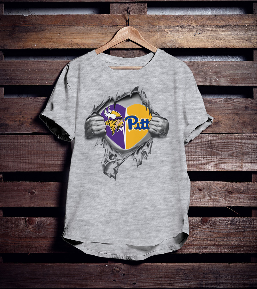 Vikings Panthers Pitt Heart T-Shirt