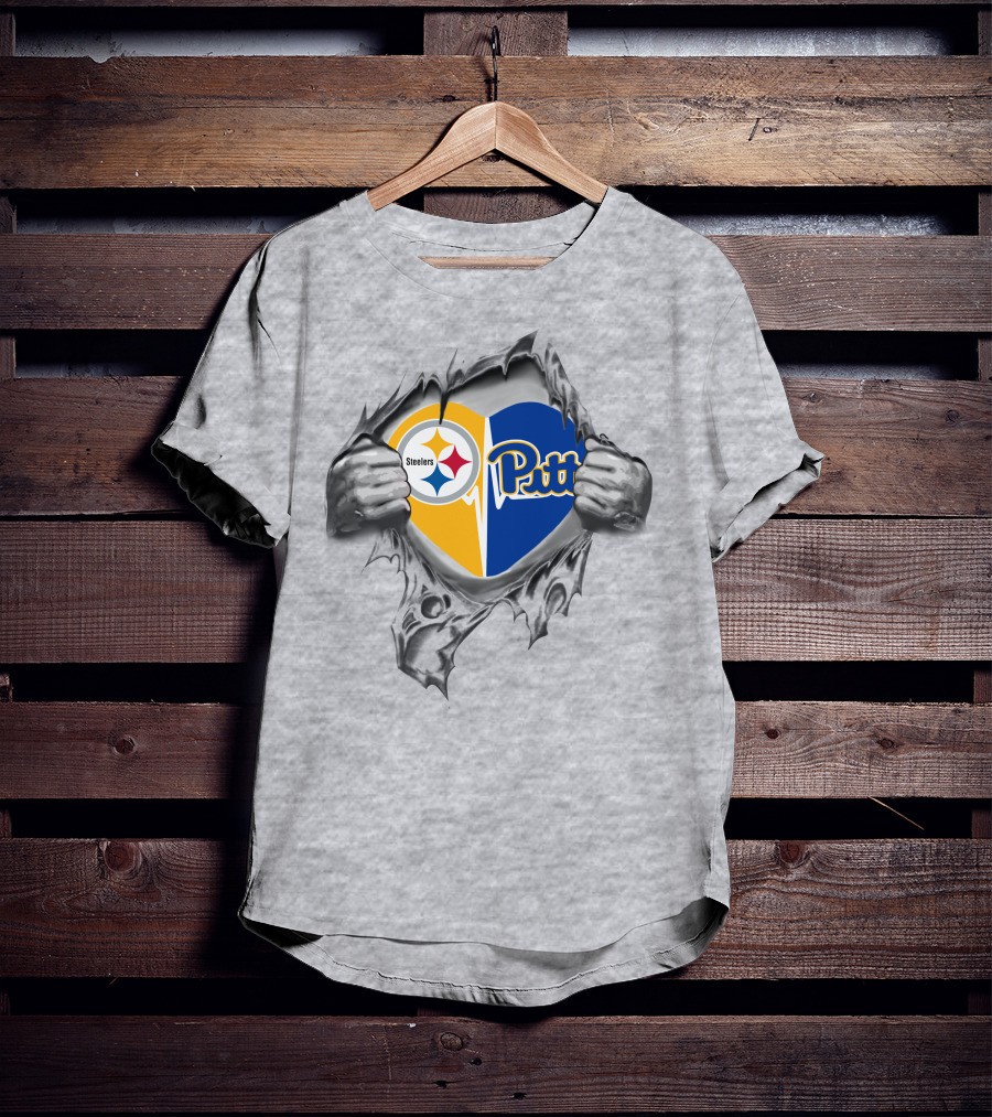 Steelers Pitt Panthers Heart Combination T-Shirt