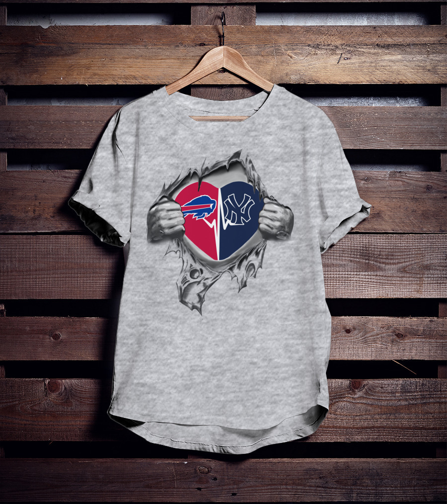 Buffalo Bills And New York Yankees Heart Fan Passion T-Shirt
