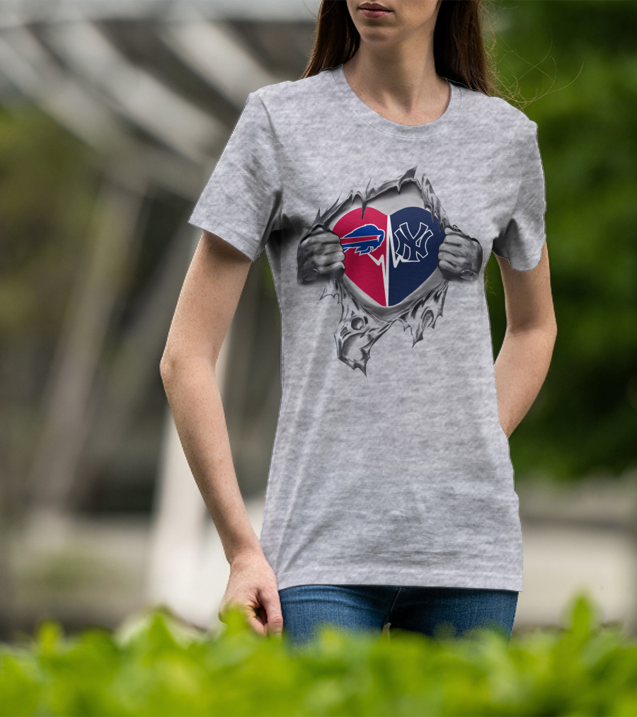 Buffalo Bills And New York Yankees Heart Fan Passion T-Shirt