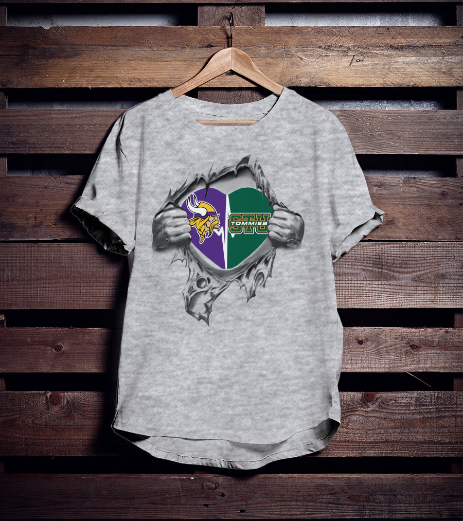 Vikings St Thomas Tommies Heart Logo Combination T-Shirt