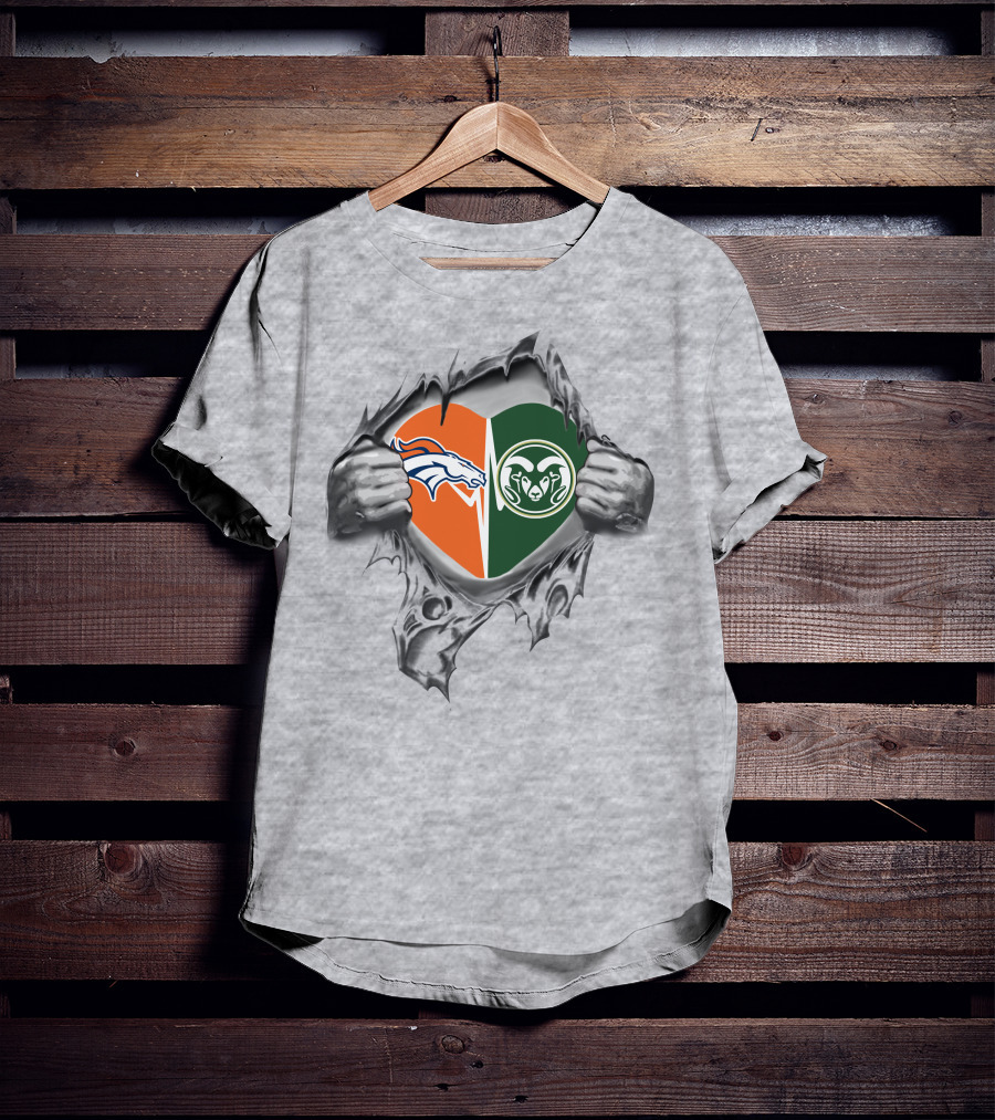 Broncos Colorado State Rams Heart Logo Combo T-Shirt