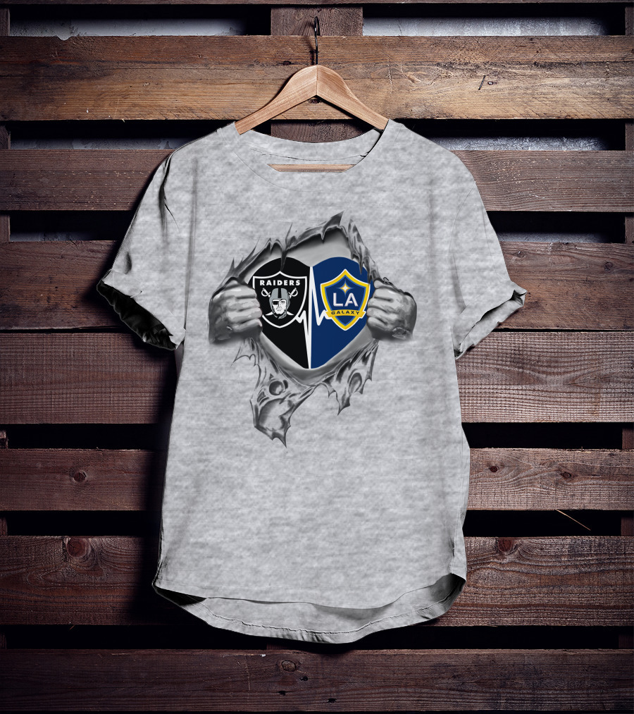 Raiders La Galaxy Heart Design With 321 Raiders It's In My Heart T-Shirt