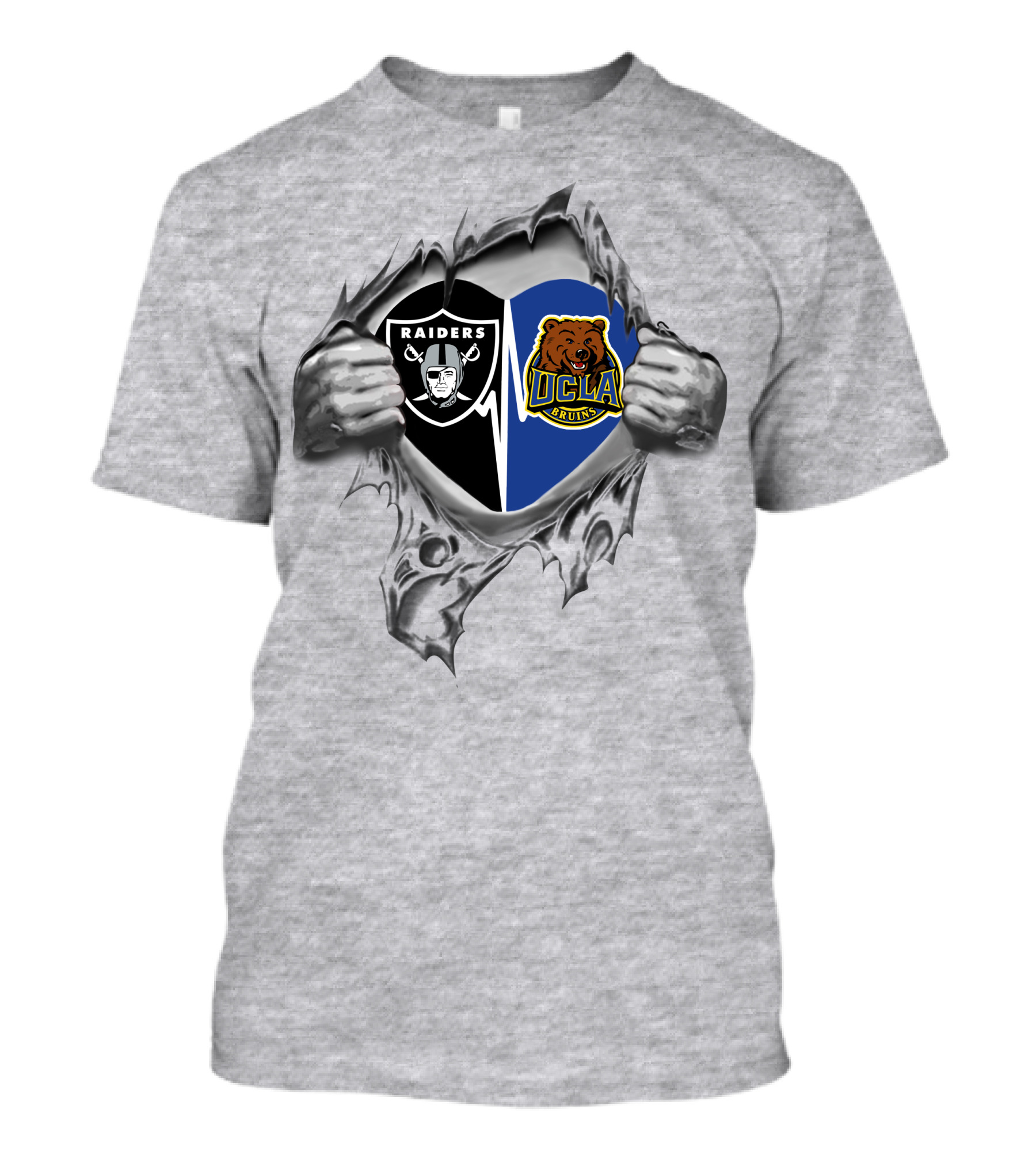 Raiders Ucla Bruins Heart Dual Logo Fan Pride T-Shirt