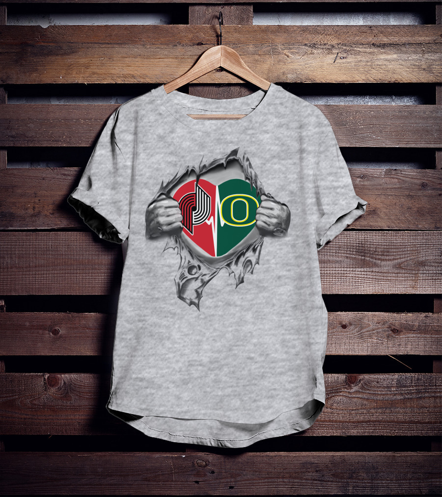 Portland Blazers Oregon Ducks Heart Design 362 T-Shirt