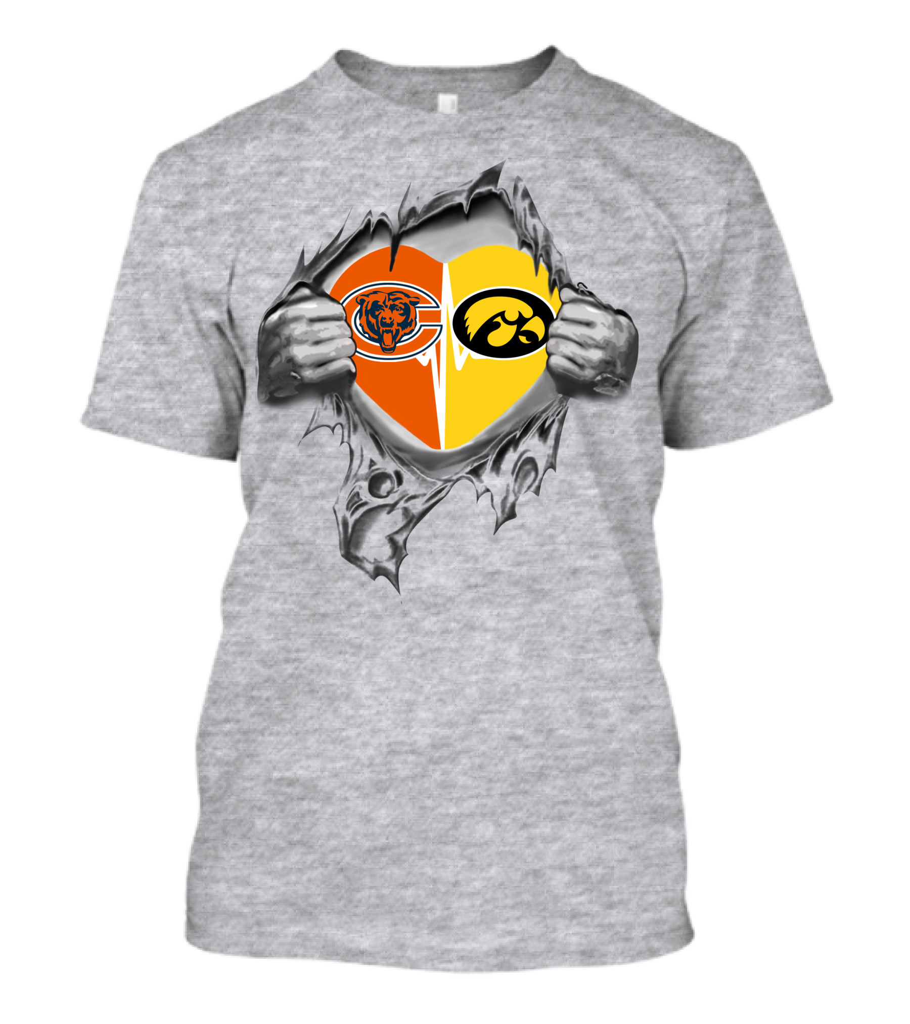 Iowa Hawkeyes And Chicago Bears Heart Design 365 Bears Hawkeyes It's In My Heart T-Shirt