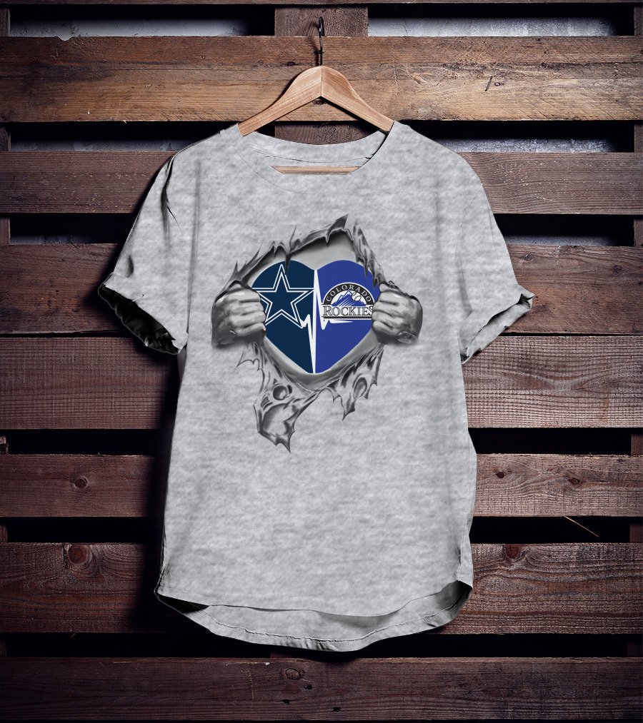 Dallas Cowboys Colorado Rockies Heart T-Shirt