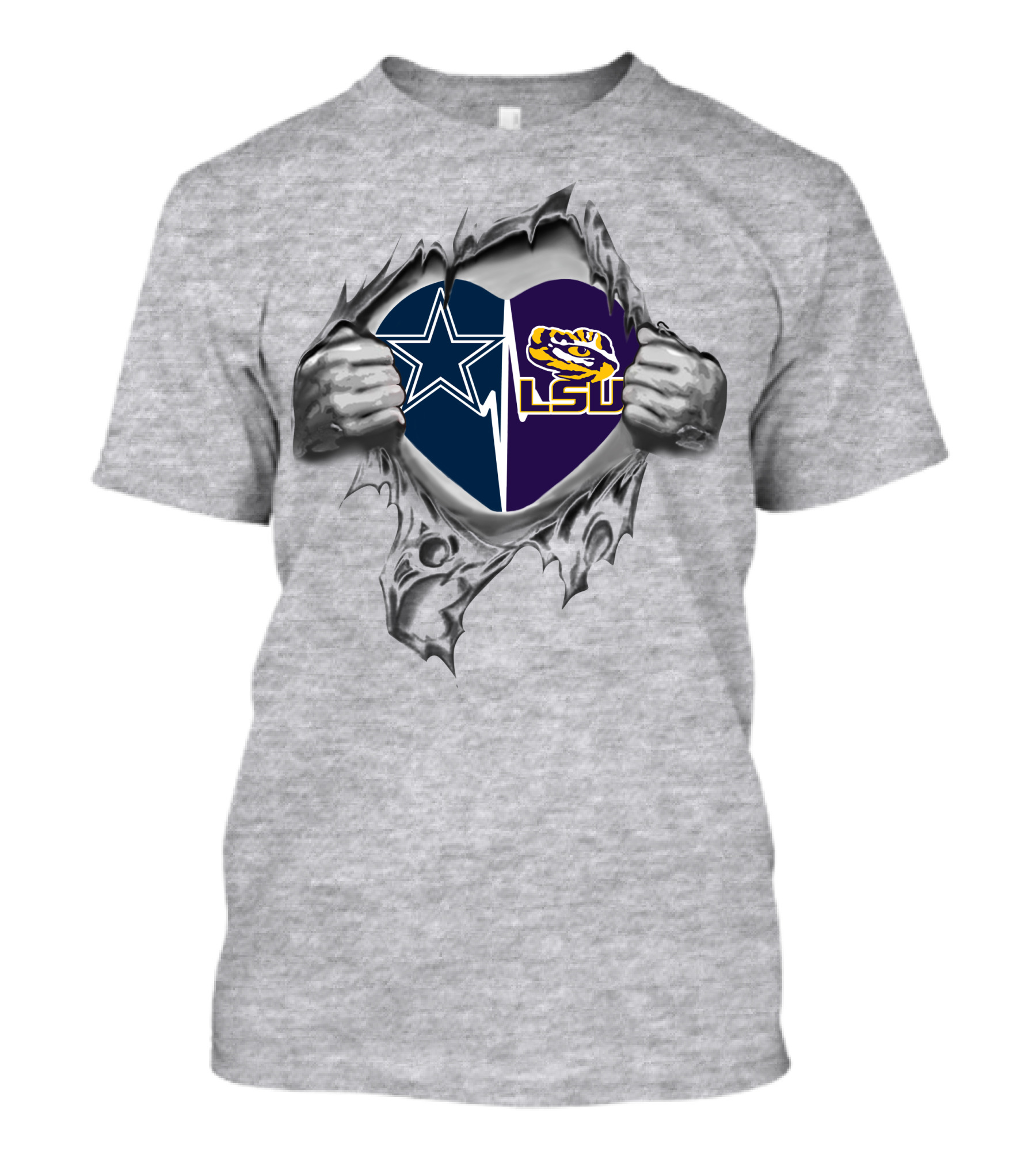 Cowboys Lsu Tigers Heart Logo Burst T-Shirt