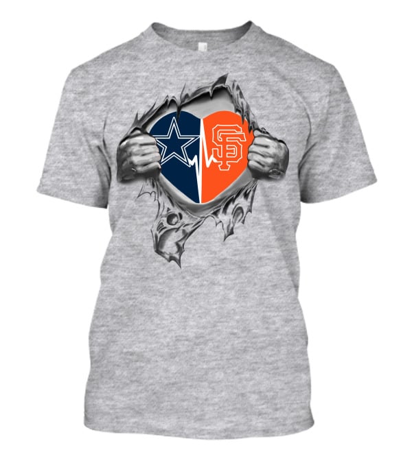 Dallas Cowboys San Francisco Giants Heartbeat Connection T-Shirt