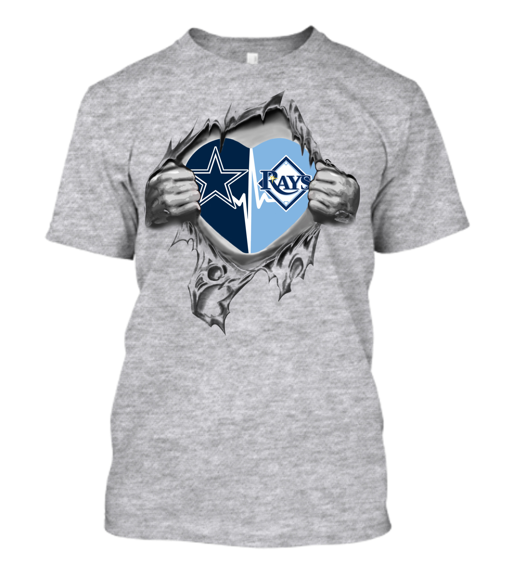 Cowboys Fans Tampa Bay Rays Fans Heart Logo Combination T-Shirt
