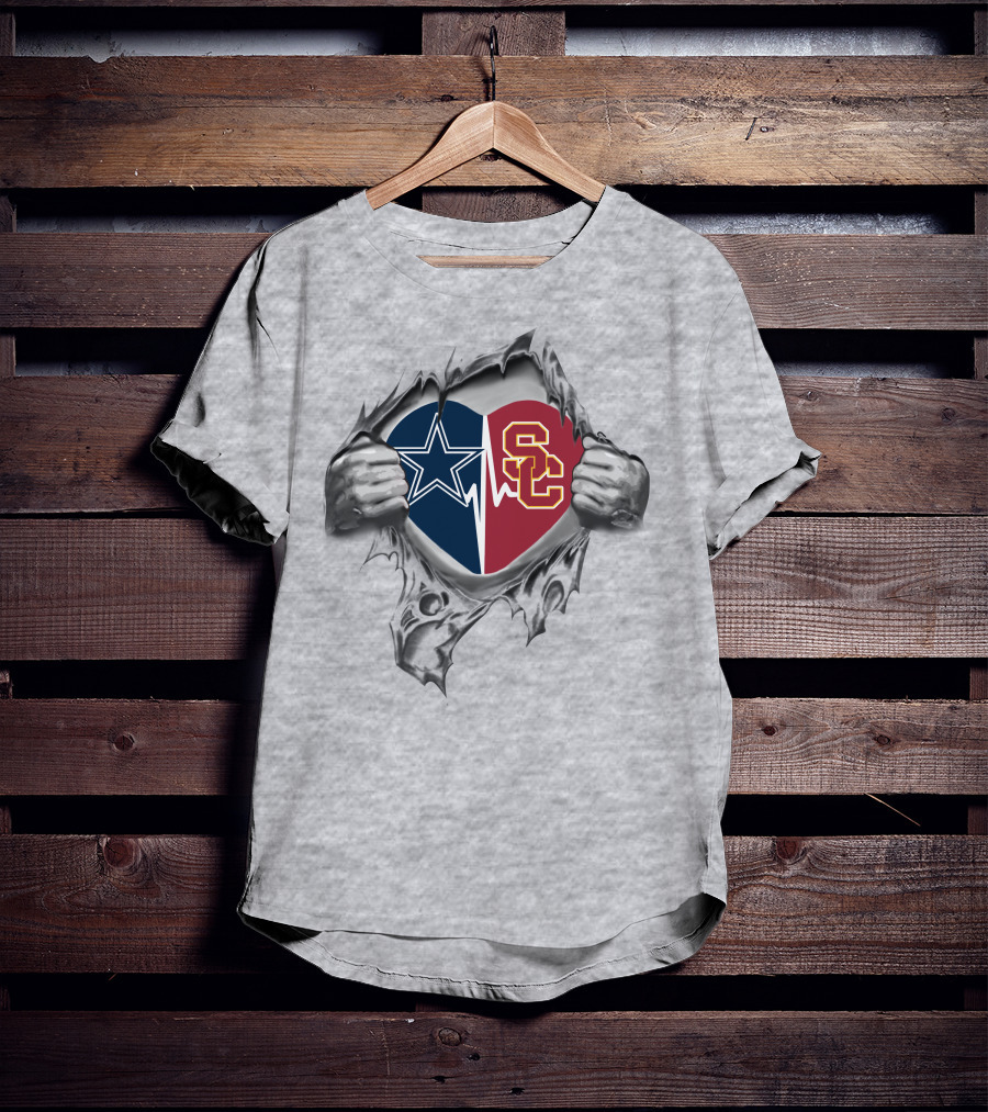 Cowboys Usc Trojans Heartbeat Passion T-Shirt
