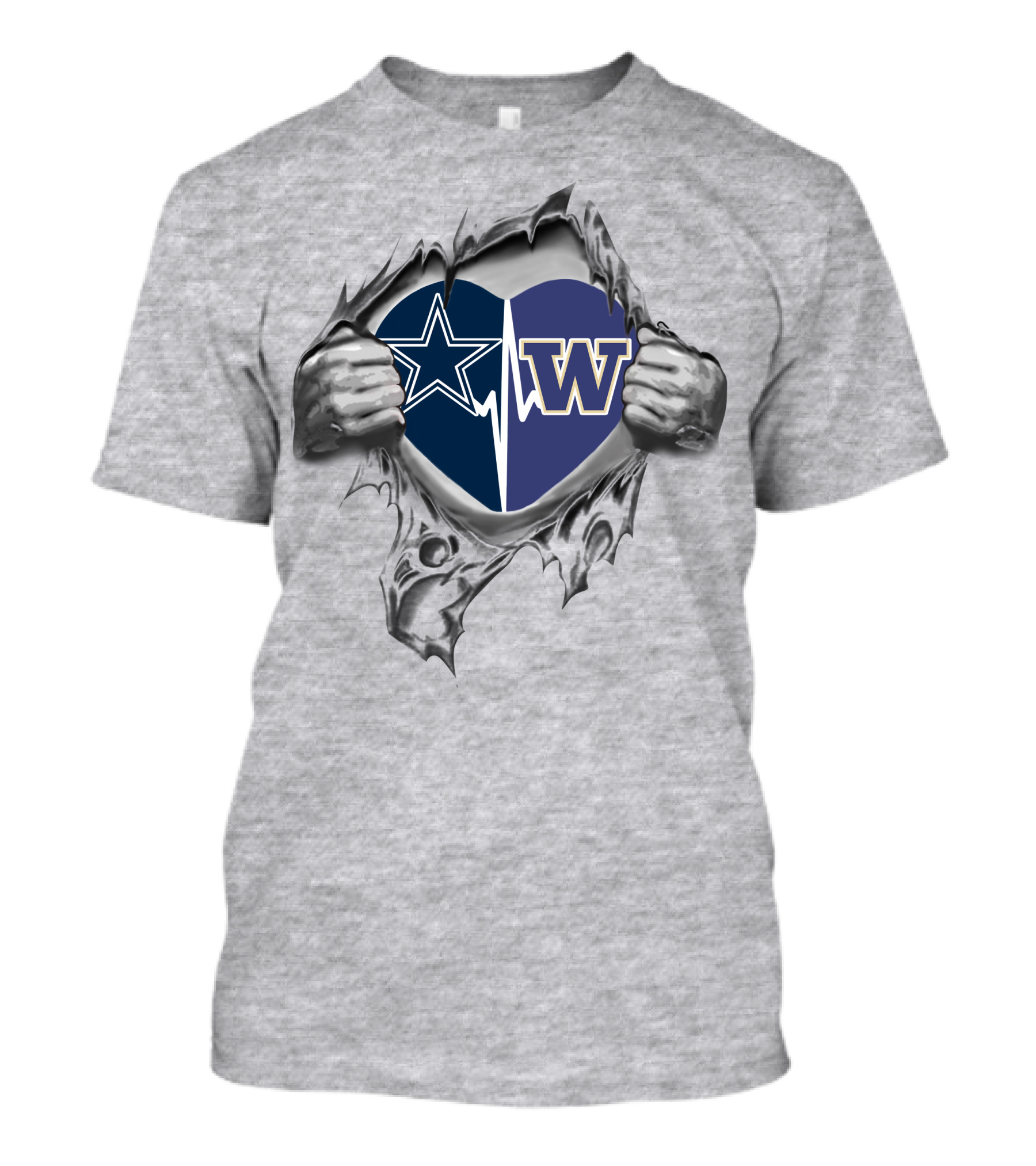 Cowboys Washington Huskies Heart Star And W T-Shirt