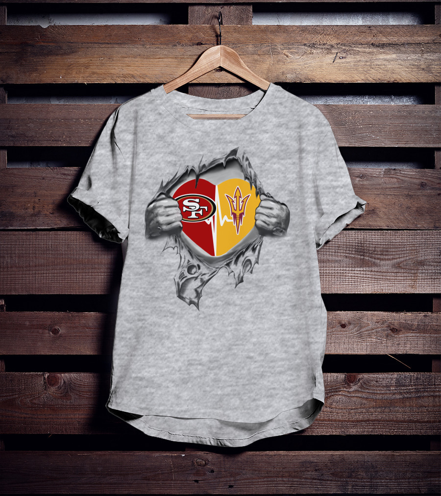 San Francisco 49ers Arizona State Sun Devils Heartbeat Passion T-Shirt