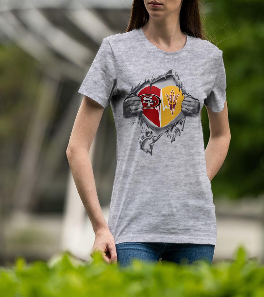 San Francisco 49ers Arizona State Sun Devils Heartbeat Passion T-Shirt