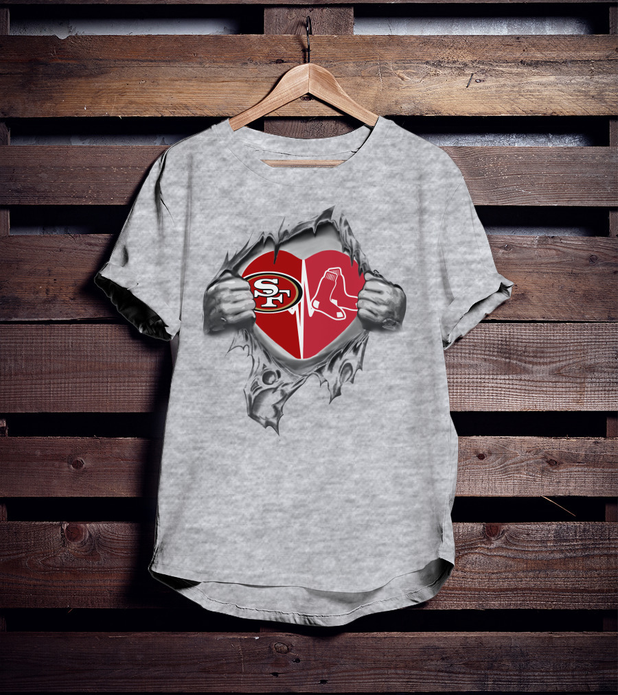 49ers Red Sox Heartbeat Loyalty T-Shirt