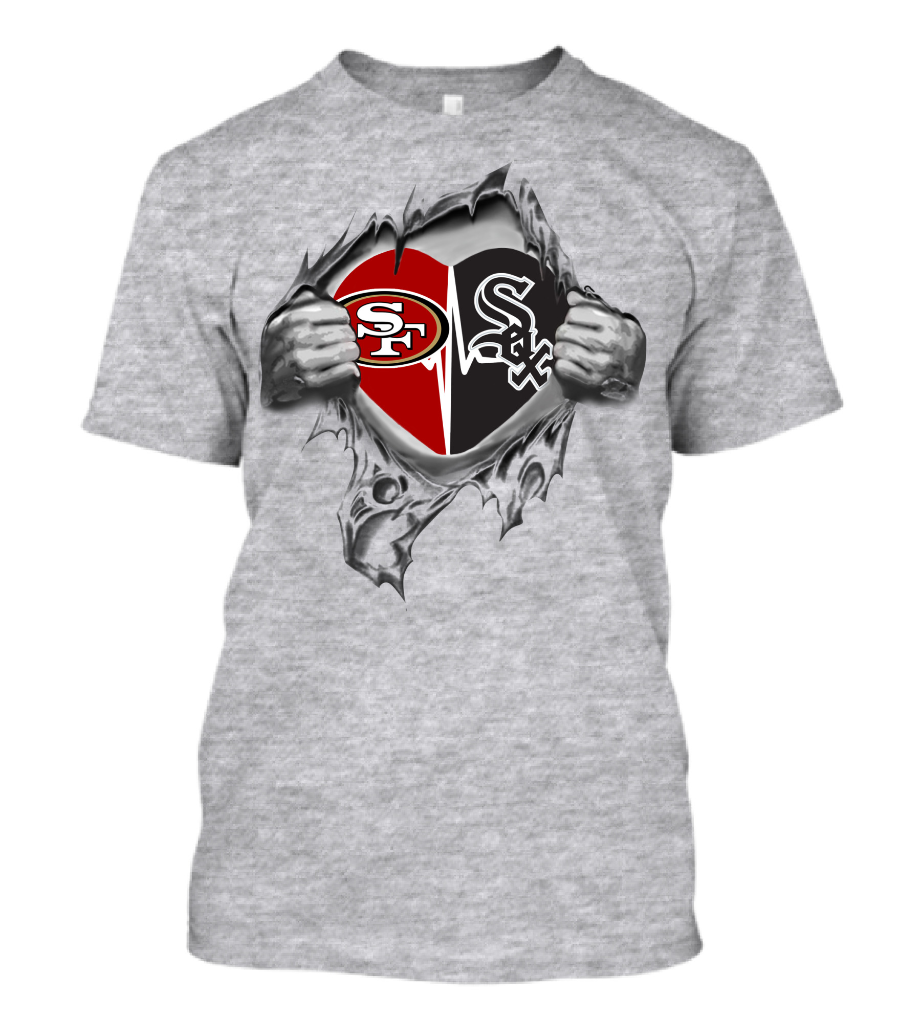 49ers Chicago White Sox Heart Logo Dual Fan Passion T-Shirt