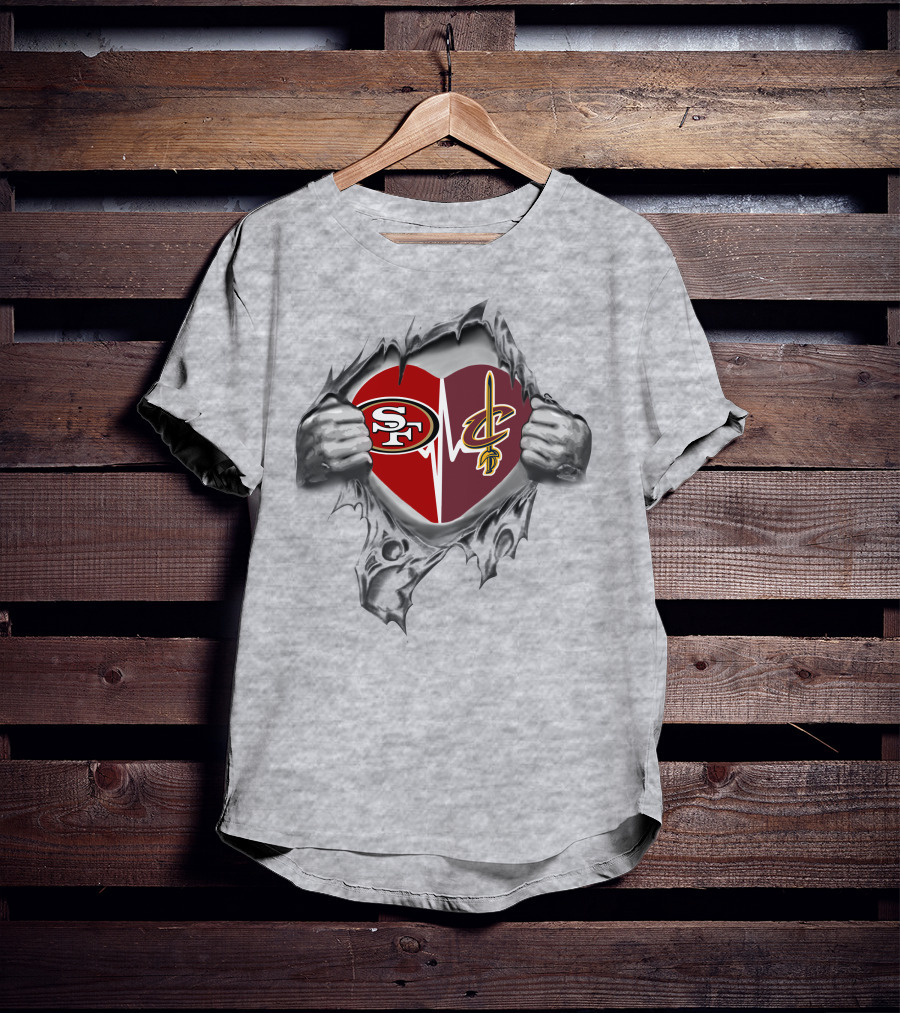 San Francisco 49ers Cleveland Cavaliers Heartbeat Pride T-Shirt