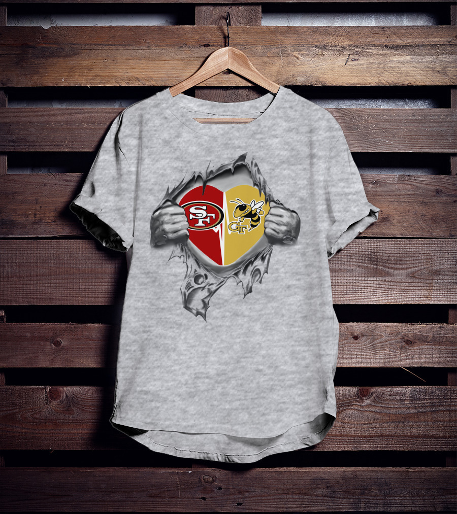 49ers Georgia Tech Yellow Jackets Heart T-Shirt