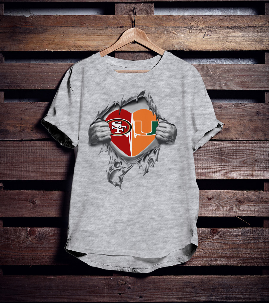 49ers Miami Hurricanes Sf Heart T-Shirt