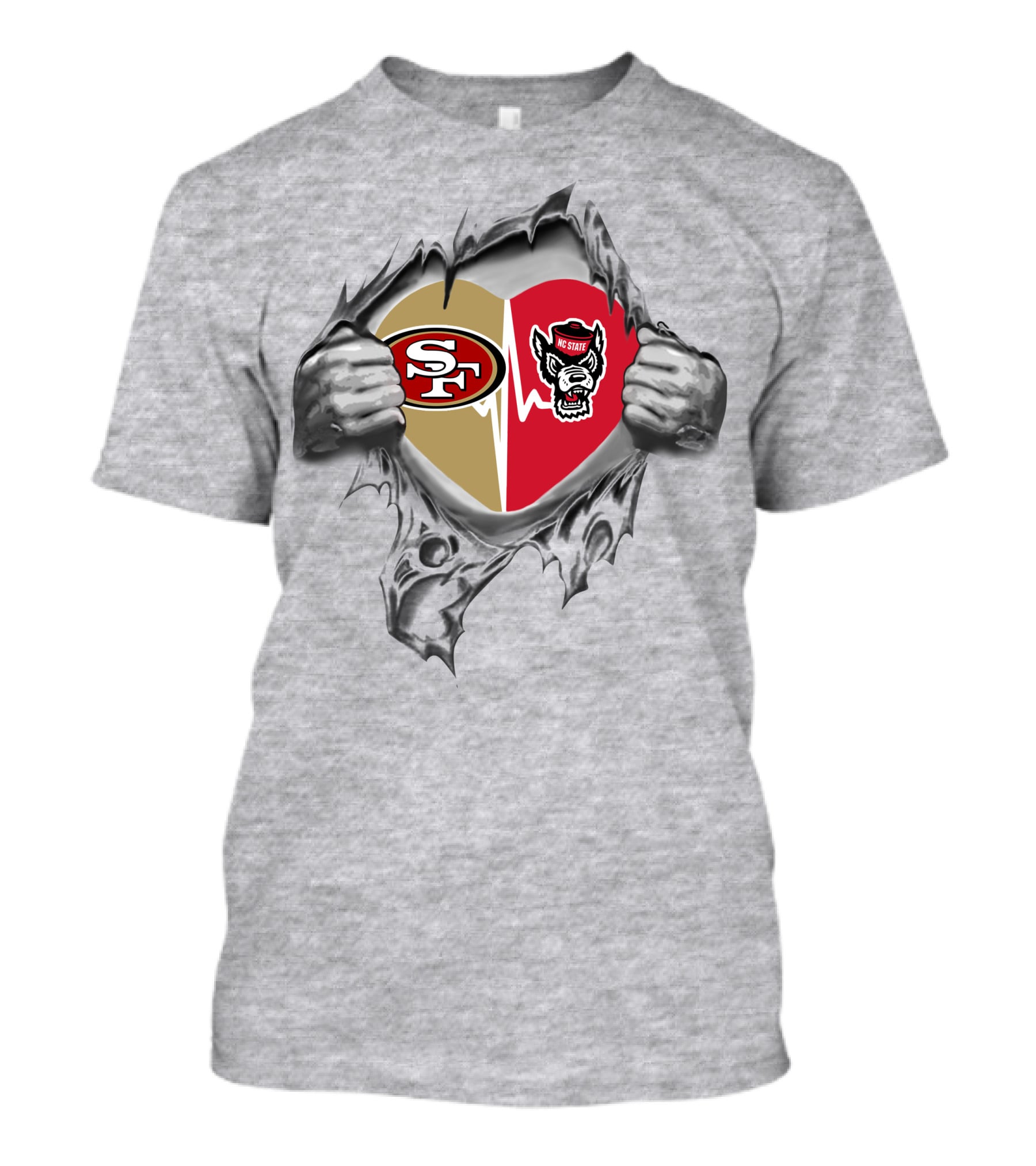 49ers Nc State Wolfpack Heartbeat Fan Loyalty T-Shirt