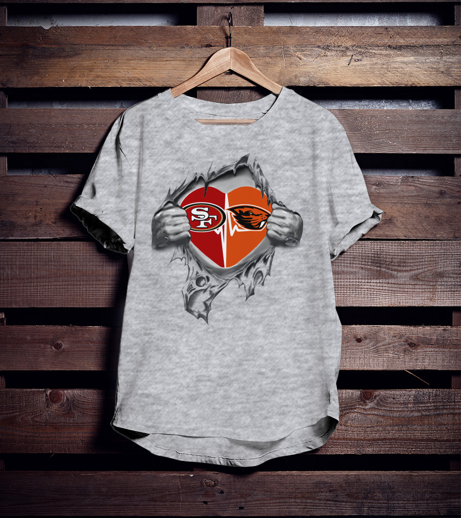 49ers Oregon State Beavers Heart Design It's In My Heart T-Shirt